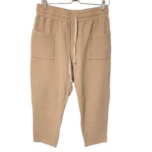 Slighr Size Large Tan Beige Waffle Knit Pull on Casual Lounge Pants